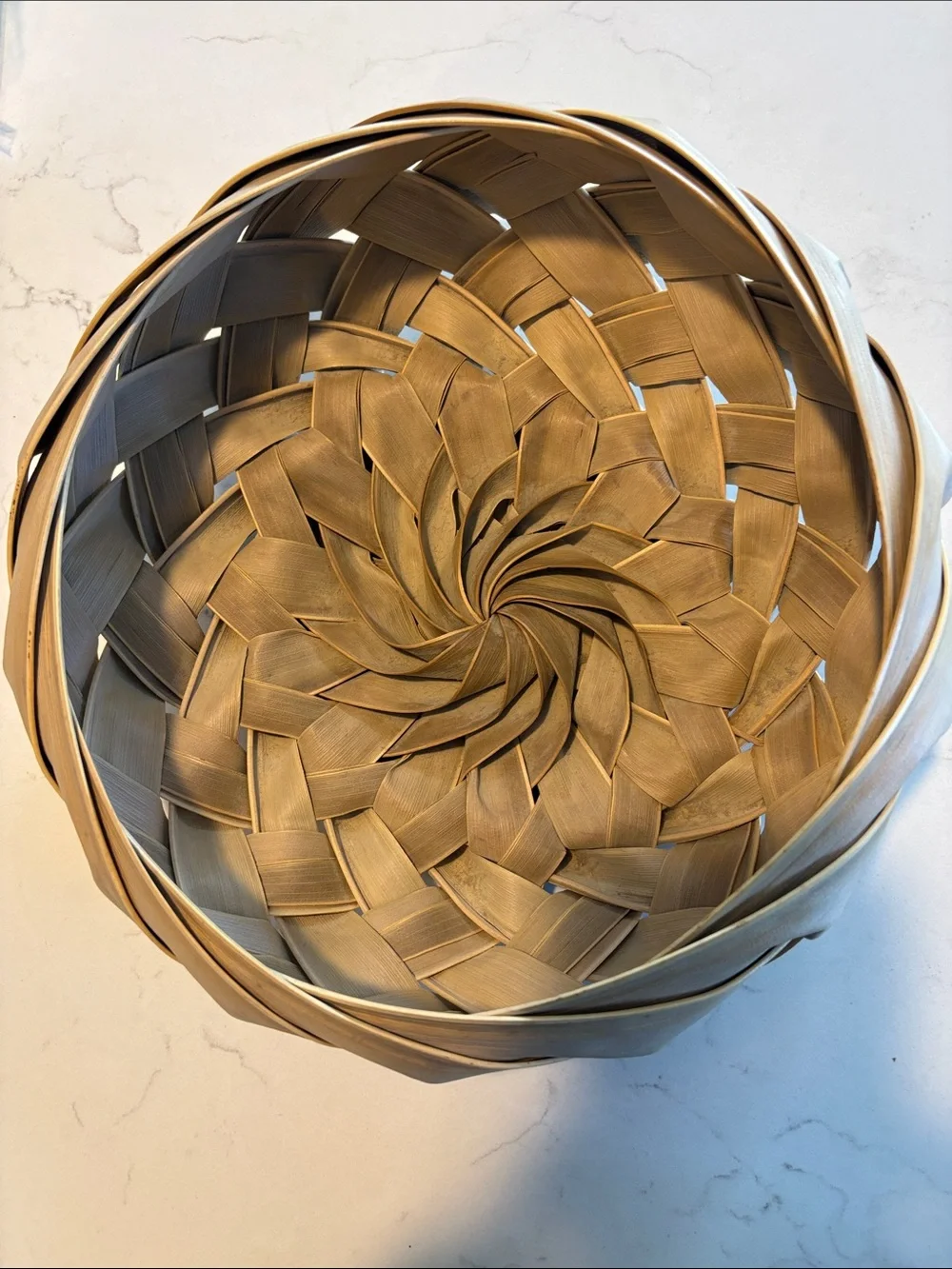 Vintage Handwoven Palm Leaf Basket